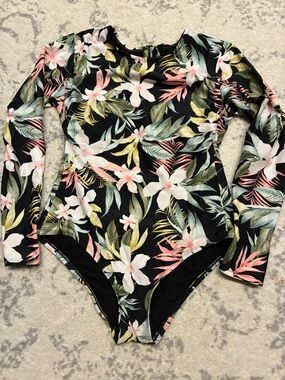 Tropical Long Sleeve One piece Bathing Suit